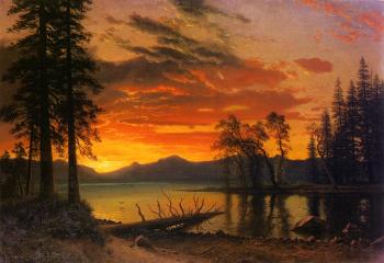 Albert Bierstadt : Sunset over the River